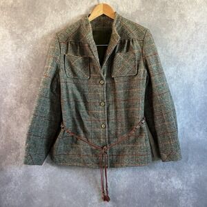 Vintage Devon‎ Hall Womens Small WOOL Jacket Hippie Boho Waist Tie *See Descrip*